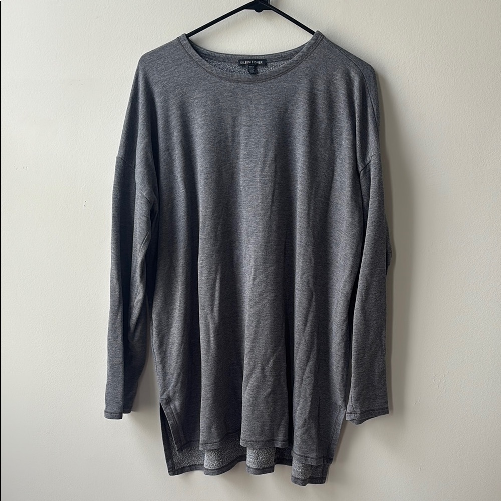 Eileen Fisher Gray Crew Neck Sweater Relaxed Fit